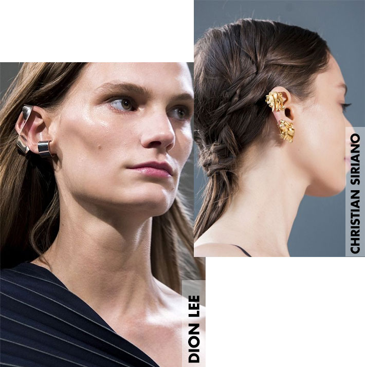 Ear cuffs at Dion Lee and Christian Siriano