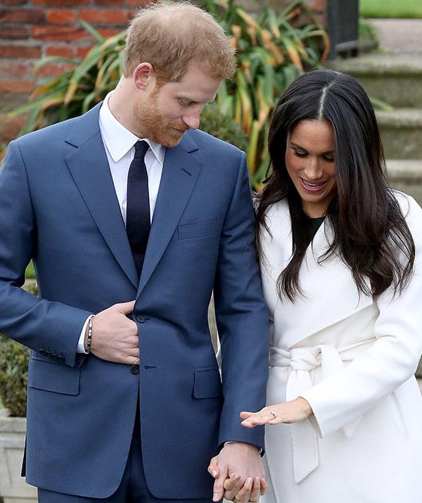 Meghan Markle and Prince Harry with engagement ring