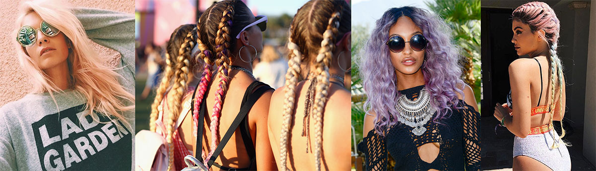 Poppy Delevingne, Jourdan Dunn and Kylie Jenner with their Coachella-ready coloured hair