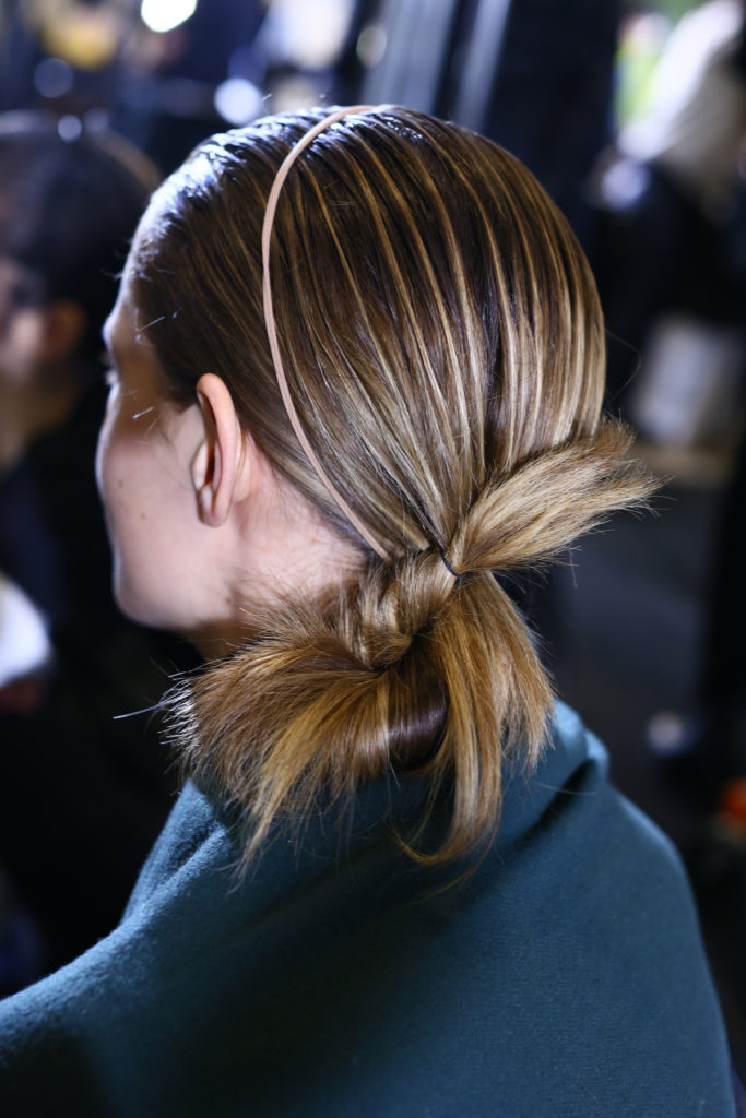 Backstage at Dion Lee’s AW19 runway show at New York Fashion Week, hairstylist Eugene Souleiman shows us how to recreate the gothic romantic hairstyle.