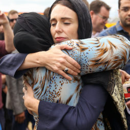 Jacinda Ardern comforts mourners in Christchurch