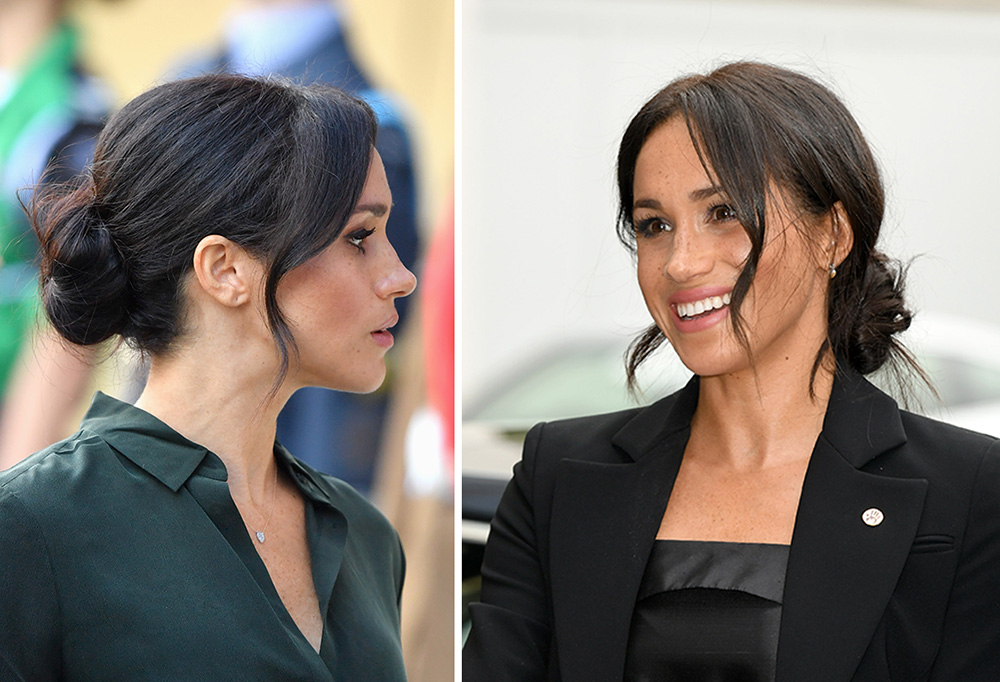 Meghan Markle and her signature messy bun hair style