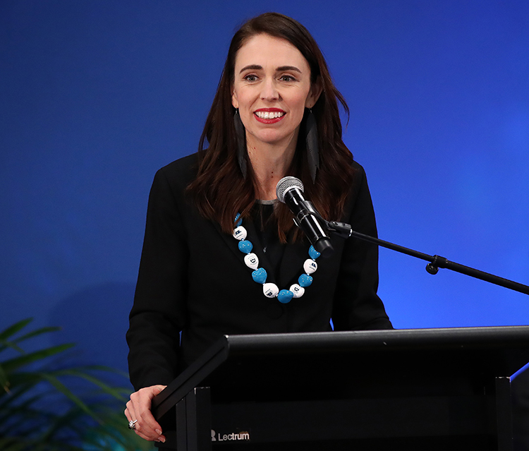 AUCKLAND, NEW ZEALAND - OCTOBER 08: New Zealand Prime Minister Jacinda Ardern speaks at Auckland University on October 08, 2019 in Auckland, New Zealand. Netherlands Prime Minister Mark Rutte is on a one-day visit to Auckland as part of a wider tour of the region. (Photo by Fiona Goodall/Getty Images)